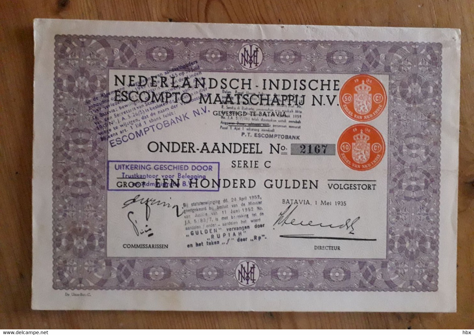 Indonesia: Nederlandsch - Indische Escompto Maatschappij - Batavia - 1935 - Asia