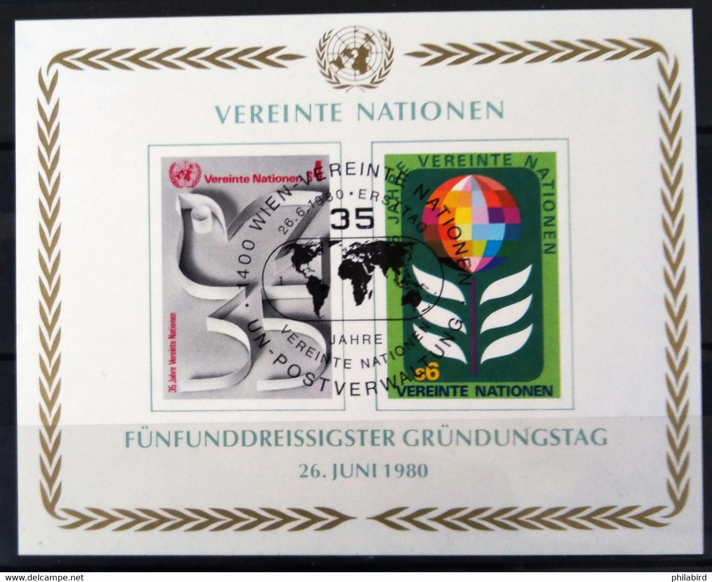 NATIONS-UNIS - VIENNE                 B.F 1                    1° JOUR             26/06/80 - Blocs-feuillets