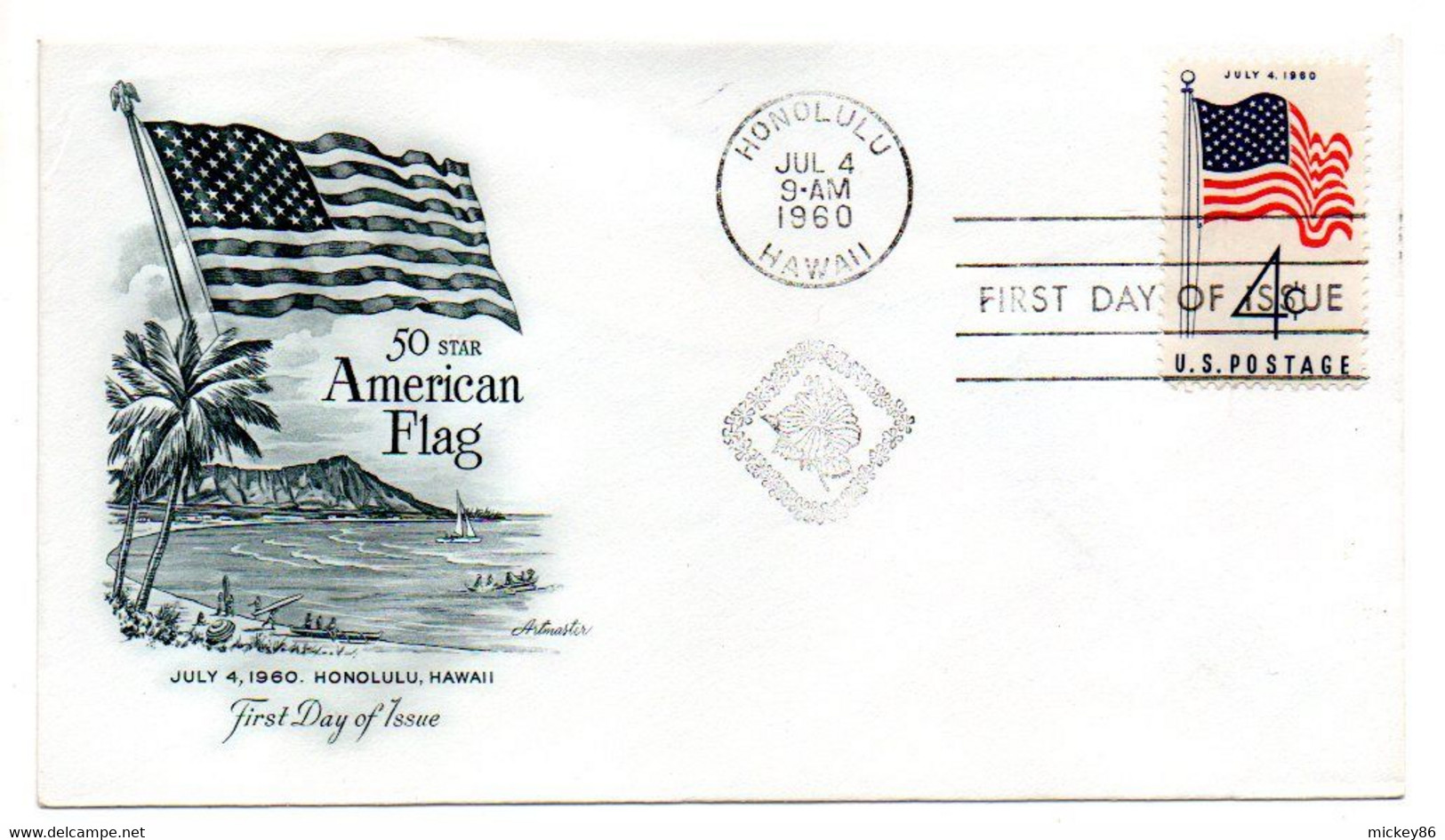 Etats-Unis --1960-- First Day Of Issue..50° Star American Flag- HAWAI..cachet HONOLULU (drapeau)....July 4th ...à Saisir - Storia Postale