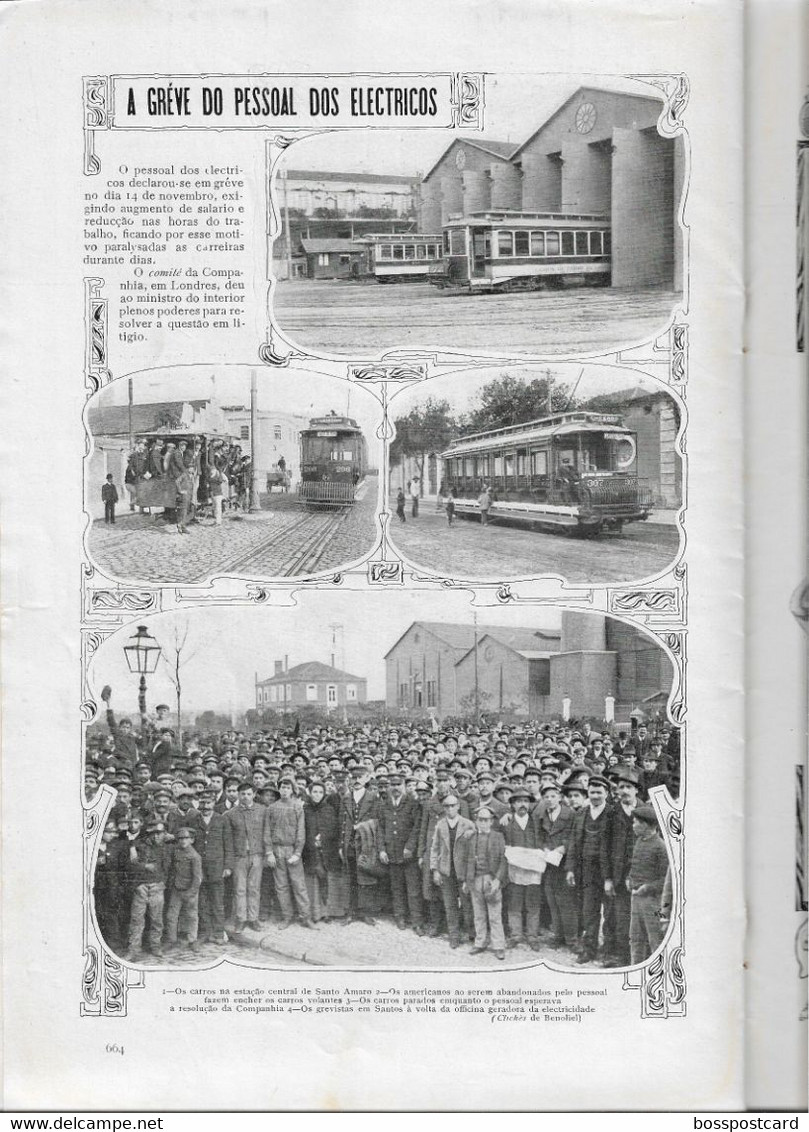 Castelo Branco - Braga - Porto - Cascais - Penafiel - Lisboa - Eléctrico - Tramway -  Ilustração Portuguesa Nº 248, 1910