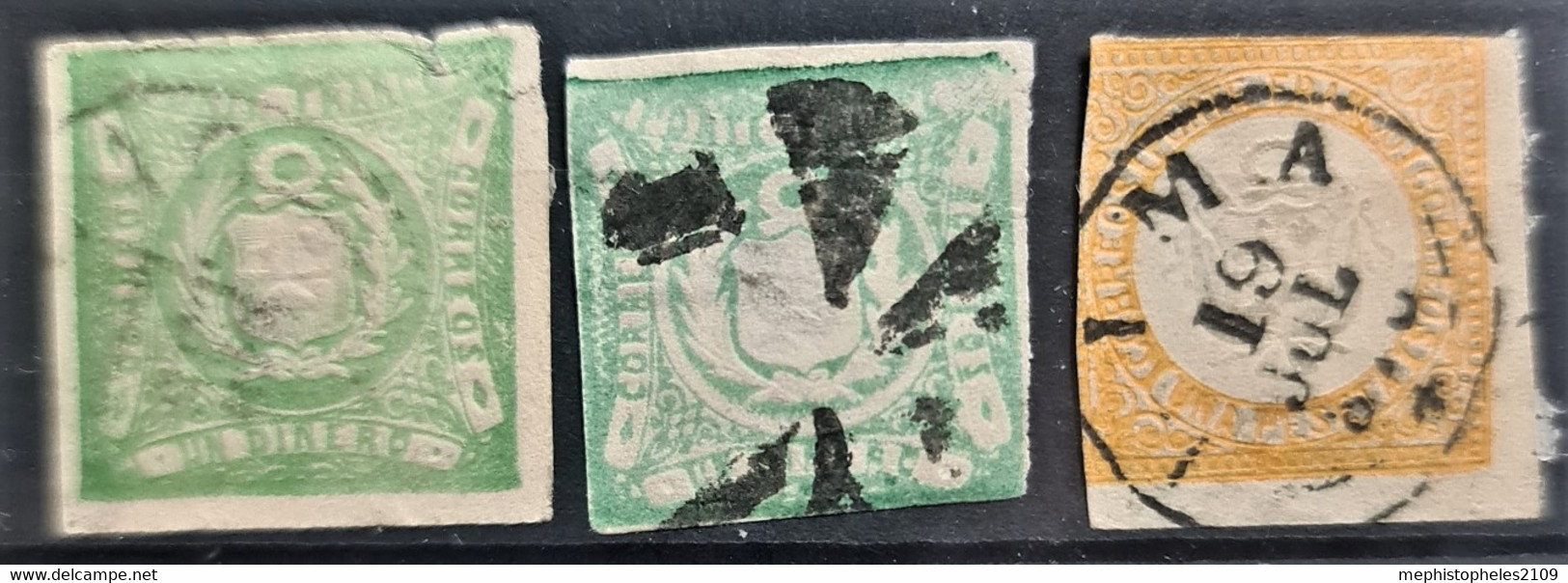 PERU 1868/72 - Canceled - Sc# 14, 14, 15 - Peru