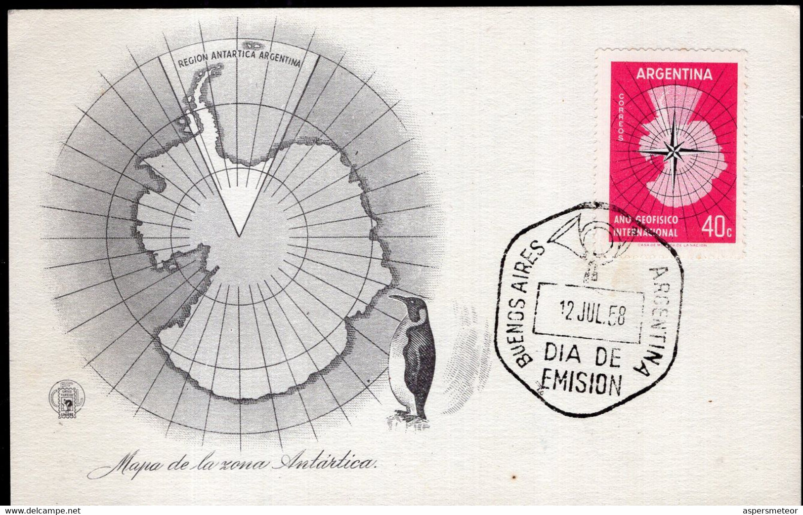 Argentina - 1958 - FDC - Tarjeta Maxima - 1957-1958 Año Geofisico Internacional - A1RR2 - FDC