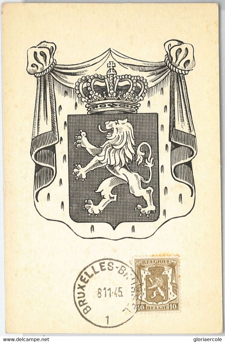 57020 - BELGIUM - POSTAL HISTORY: MAXIMUM CARD 1945 - HERALDRY Lions ROYALTY - Otros & Sin Clasificación