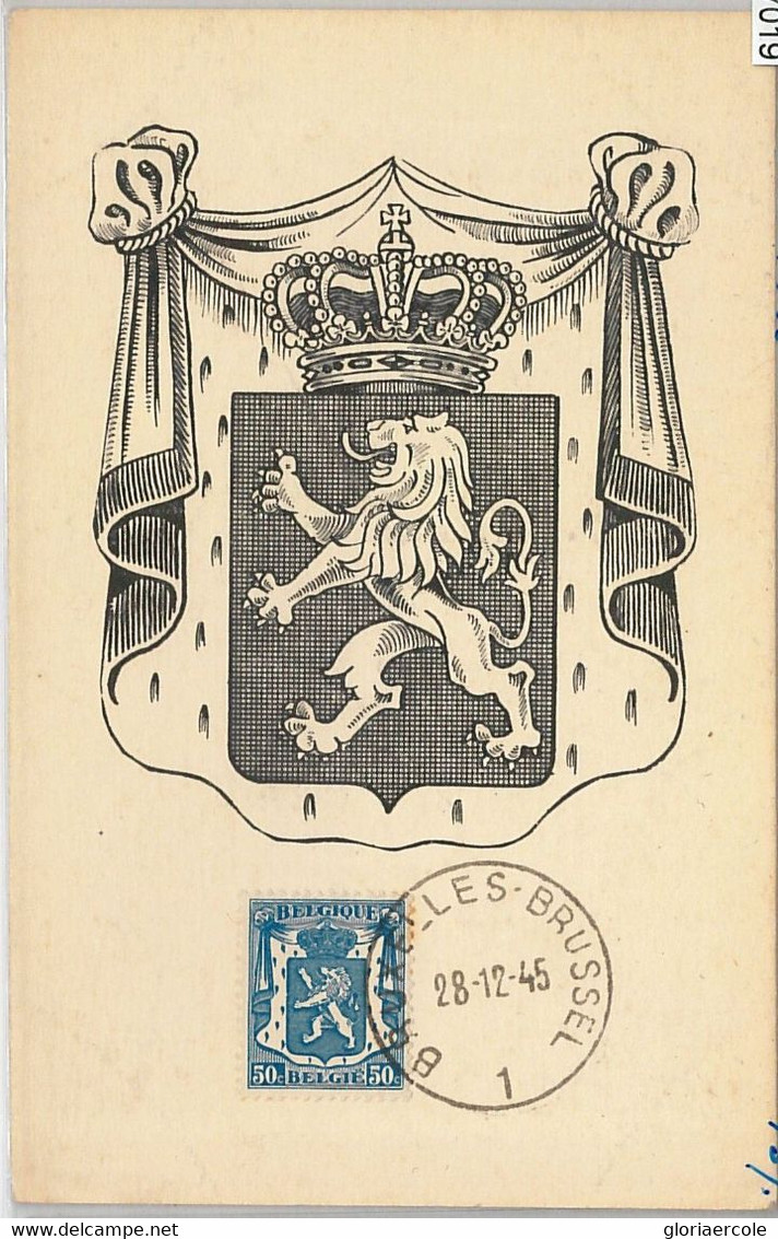 57019 - BELGIUM - POSTAL HISTORY: MAXIMUM CARD 1945 - HERALDRY Lions ROYALTY - Altri & Non Classificati