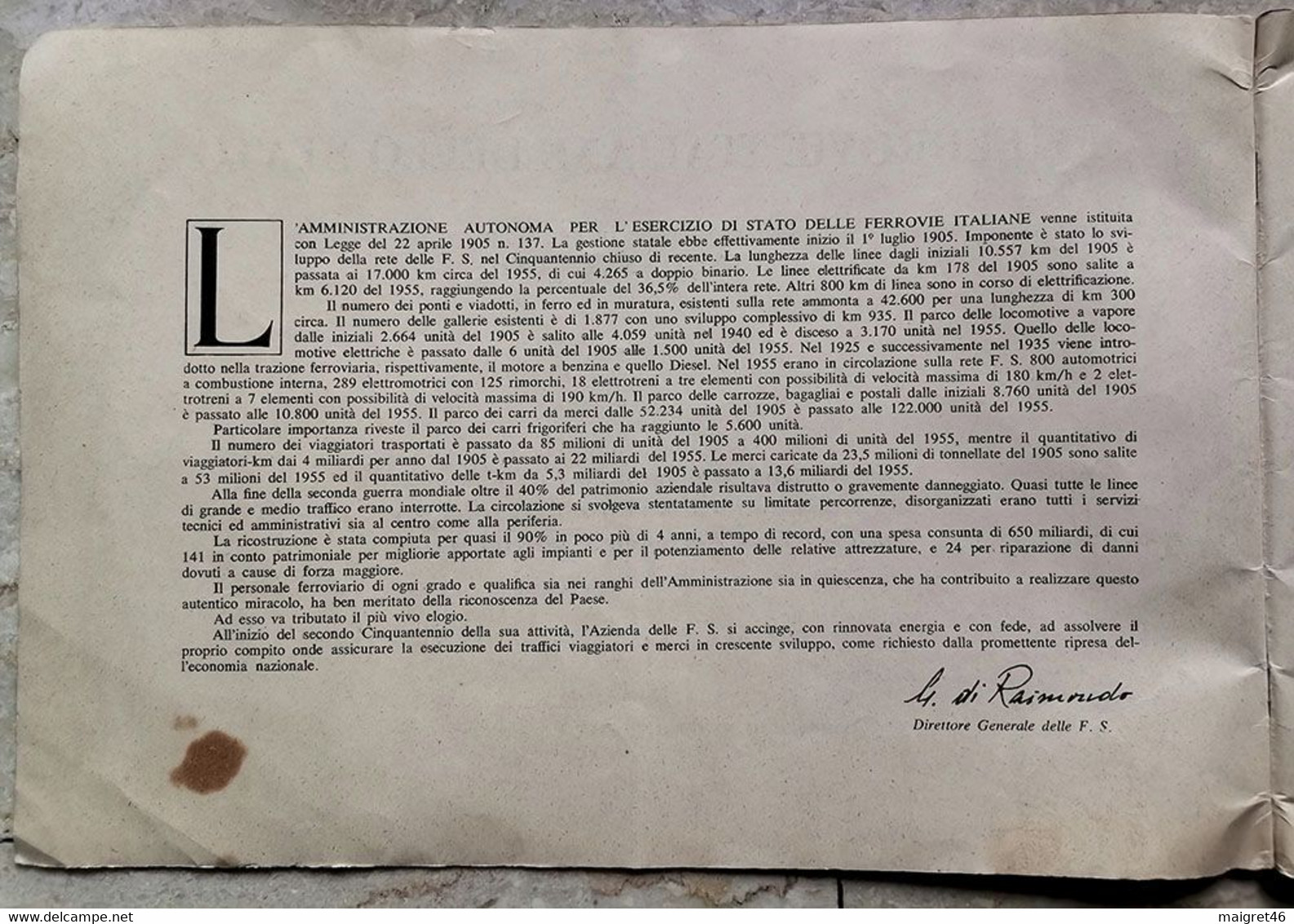 LE FERROVIE ITALIANE DELLO STATO EDIZIONE SPECIALE CINQUANTENARIO ANNO 1905 1955 - Premières éditions