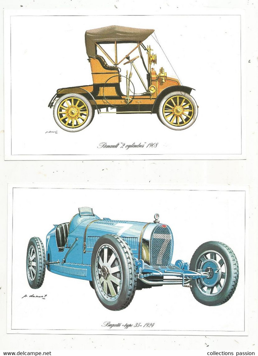 Chromo , Fiche Illustrée ,automobiles , Voiture , Hispano Suiza, Panhard Levassor, Rolls Royce, Renault... LOT DE 6 - Autos