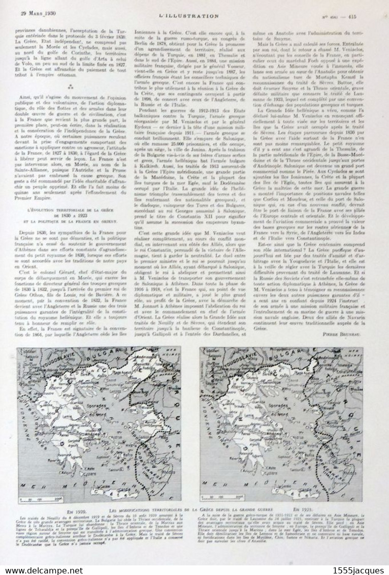 L'ILLUSTRATION N° 4543 29-03-1930 CLEMENCEAU FOCH RICHELIEU PAUL HUET DEHLI MOISSAC HOLMENKOLLEN ROMANS DELAHAYE
