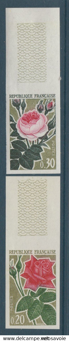 N° 1356/1357 PAIRE DE ROSES NON DENTELEE ** - 1961-1970