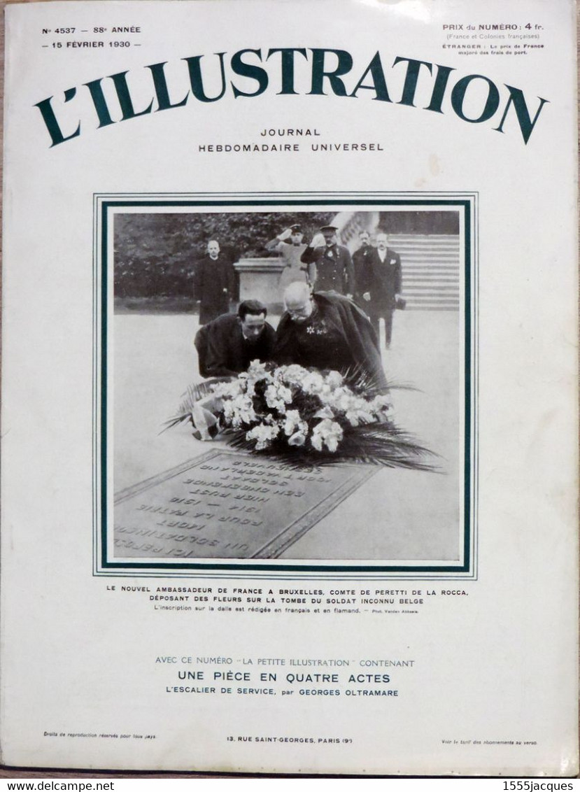 L'ILLUSTRATION N° 4537 15-02-1930 KOUTIEPOF AÉROPOSTALE JUPITER T.S.F. FRÉJUS SAINT-LAURENT CHRISTOPHE COLOMB RENAULT - L'Illustration