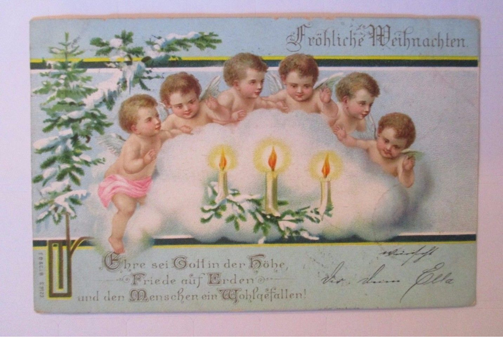 Weihnachten, Engel, Wolke, Kerzen, 1899 ♥ (38418) - Andere & Zonder Classificatie