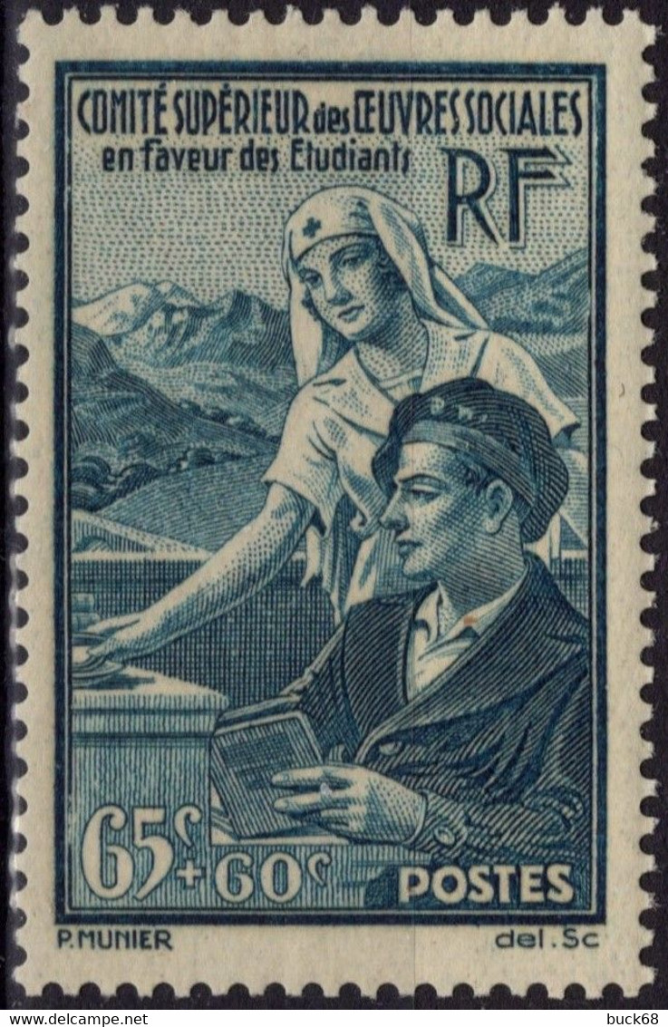 FRANCE 417 ** MNH Oeuvres Sociales En Faveur Des étudiants Infirmière 1938 (20 €) - Nuevos