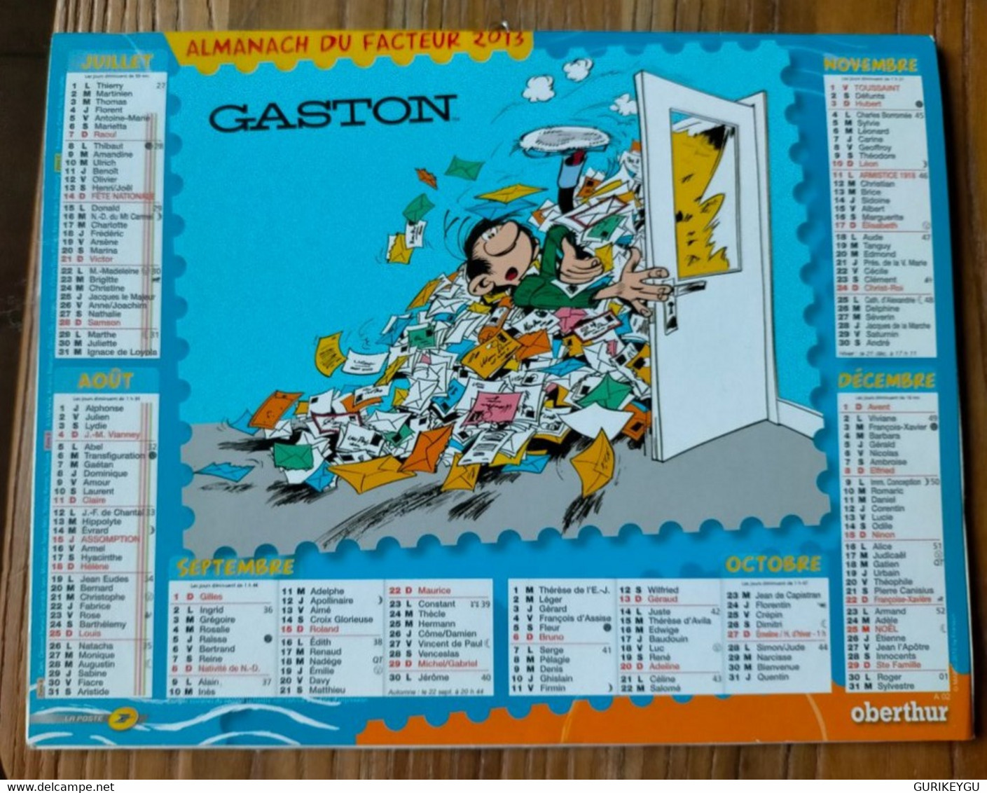 Almanach Calendrier GASTON LAGAFFE 2013  Le Facteur Et Mon Ami  27 Cm X 21 Cm  TBE - Gaston