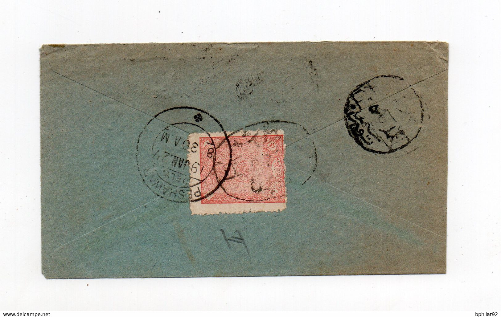 !!! INDE ANGLAISE, LETTRE DE LANDIKHANA POUR PESHAWAR DE 1927, TAXEE A L'ARRIVEE EN AFGHANISTAN - 1858-79 Crown Colony