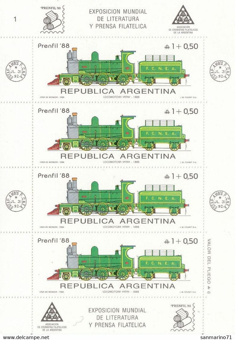 ARGENTINA 1922,unused,trains - Blokken & Velletjes