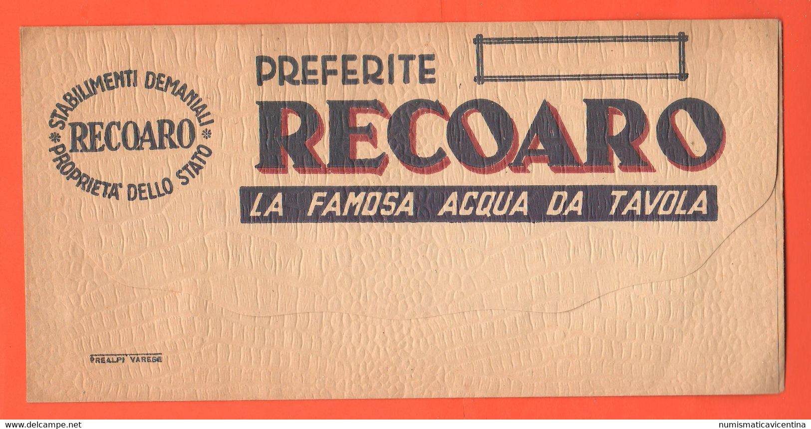 Recoaro Pubblicita' Anni 50/60 Adversing Busta Porta Tovagliolo - Company Logo Napkins