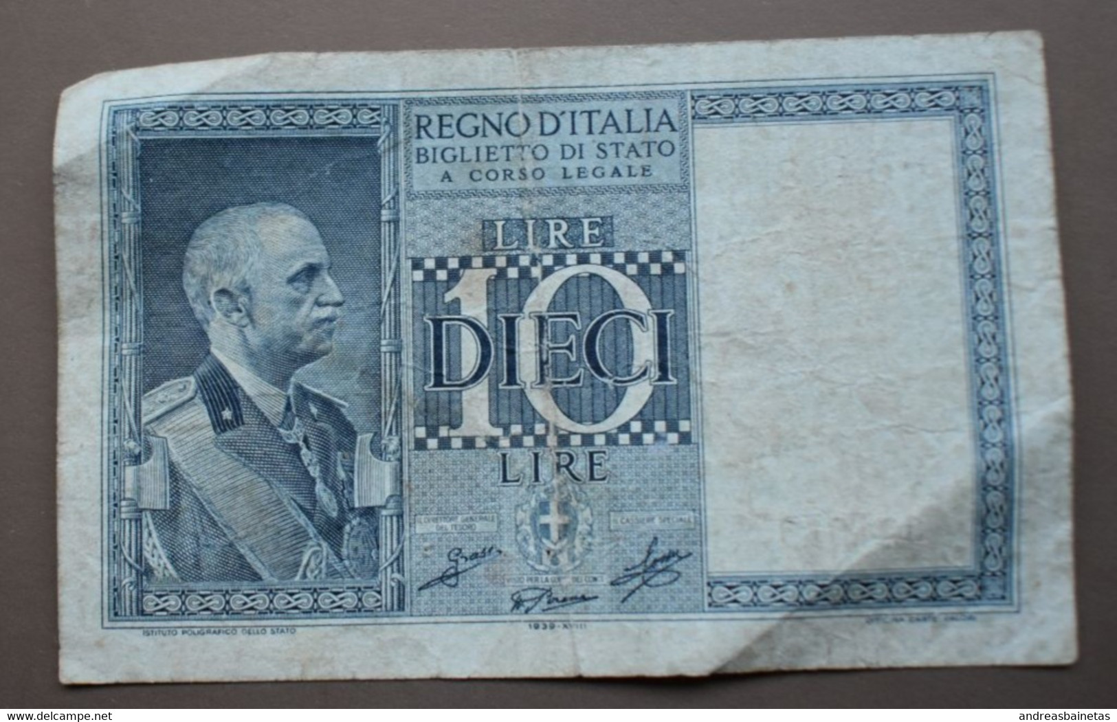 ITALY Banknotes  10 Lire F King Vittorio Emanuele III - Italia – 10 Lire