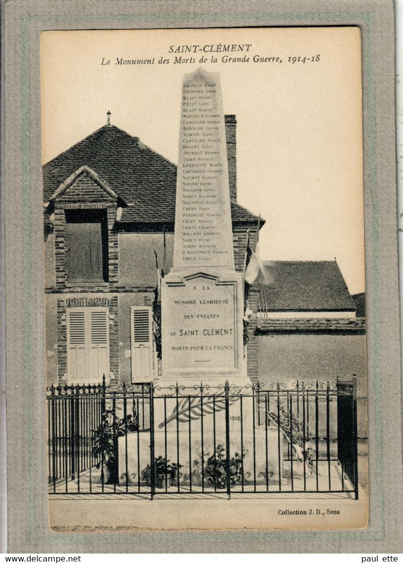 CPA - (89) SAINT-CLEMENT - Aspect Du Monument Aux Morts Dans Les Années 20 - Saint Clement