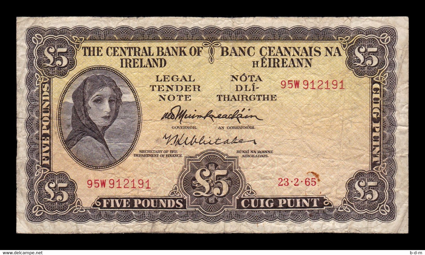 Irlanda Ireland 5 Pounds 23.02.1965 Pick 65a BC F - Irland