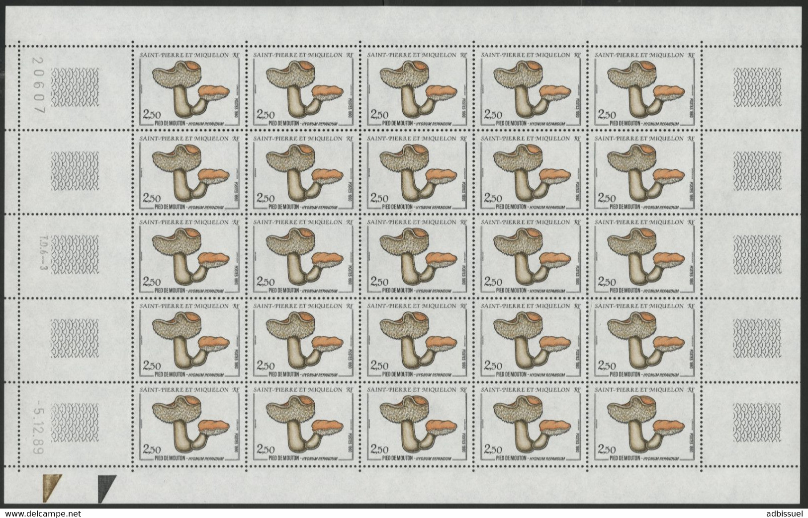 SAINT PIERRE ET MIQUELON N° 513 En FEUILLE COTE 31.25 € NEUF ** (MNH) Champignon. Qualité TB Vendu à 20% De La Cote - Unused Stamps