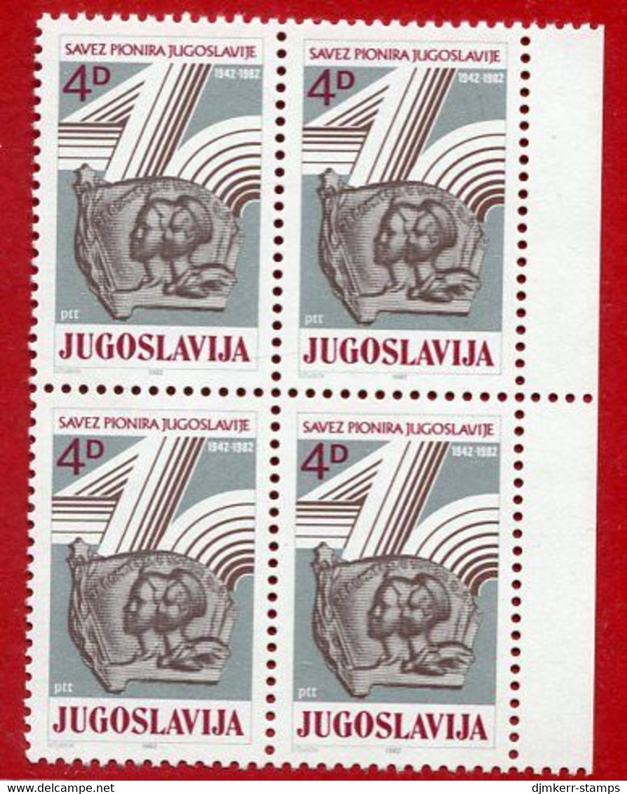 YUGOSLAVIA 1982  Young Pioneers Block Of 4 MNH / **.  Michel 1965 - Ungebraucht