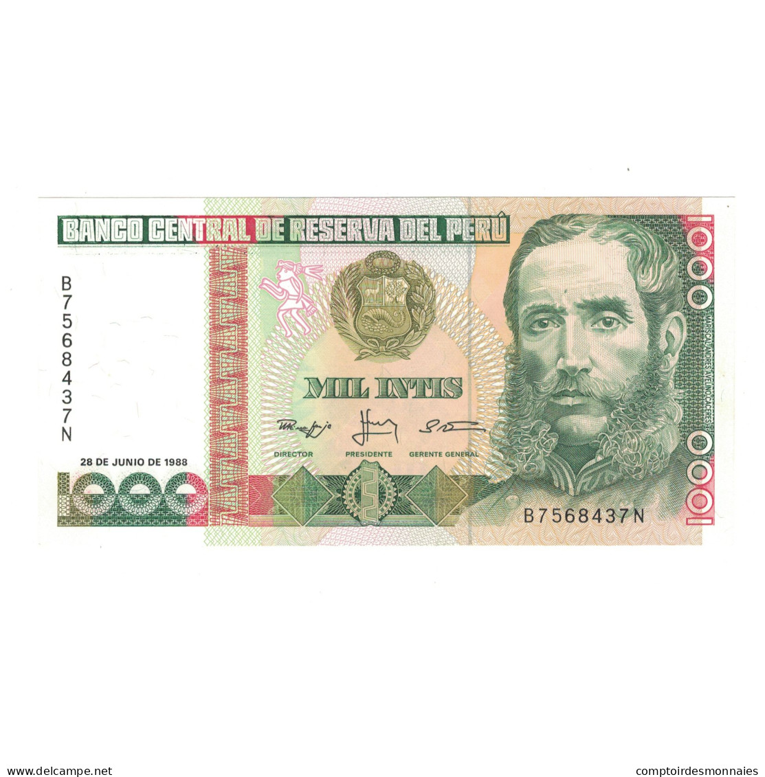 Billet, Pérou, 1000 Intis, 1988, 1988-06-28, KM:136a, NEUF - Peru