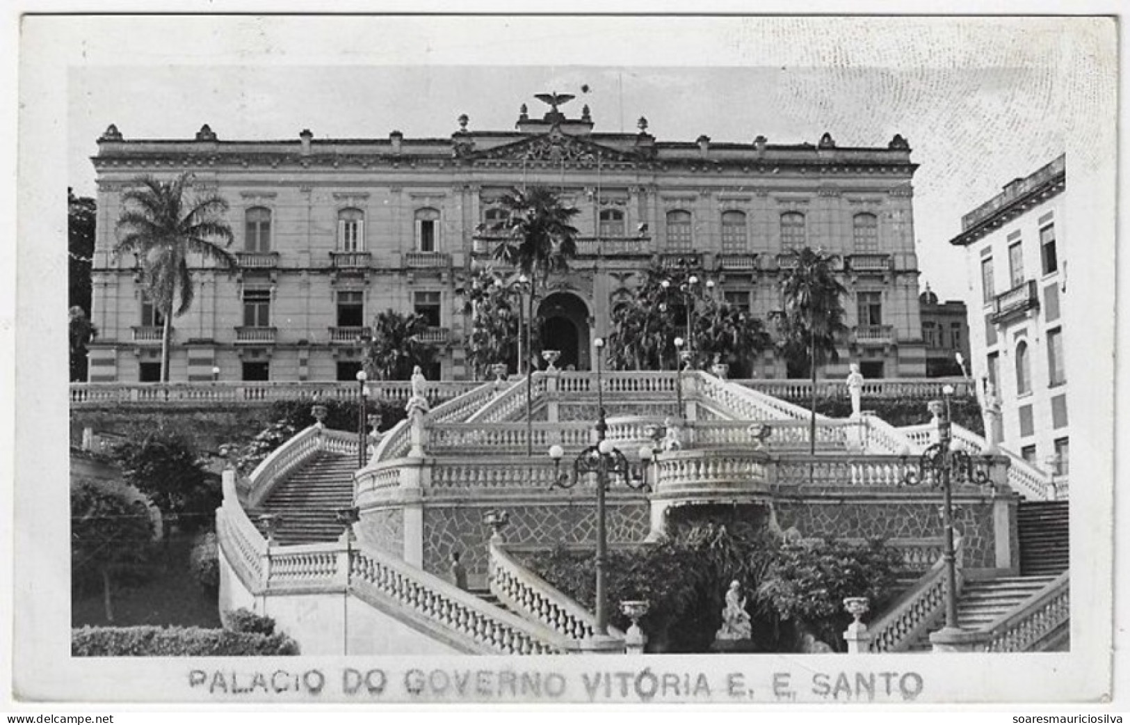 Brazil Espírito Santo 1956 Postcard photo Government 's Palace In Vitória Sent To Gand Belgium - Vitória
