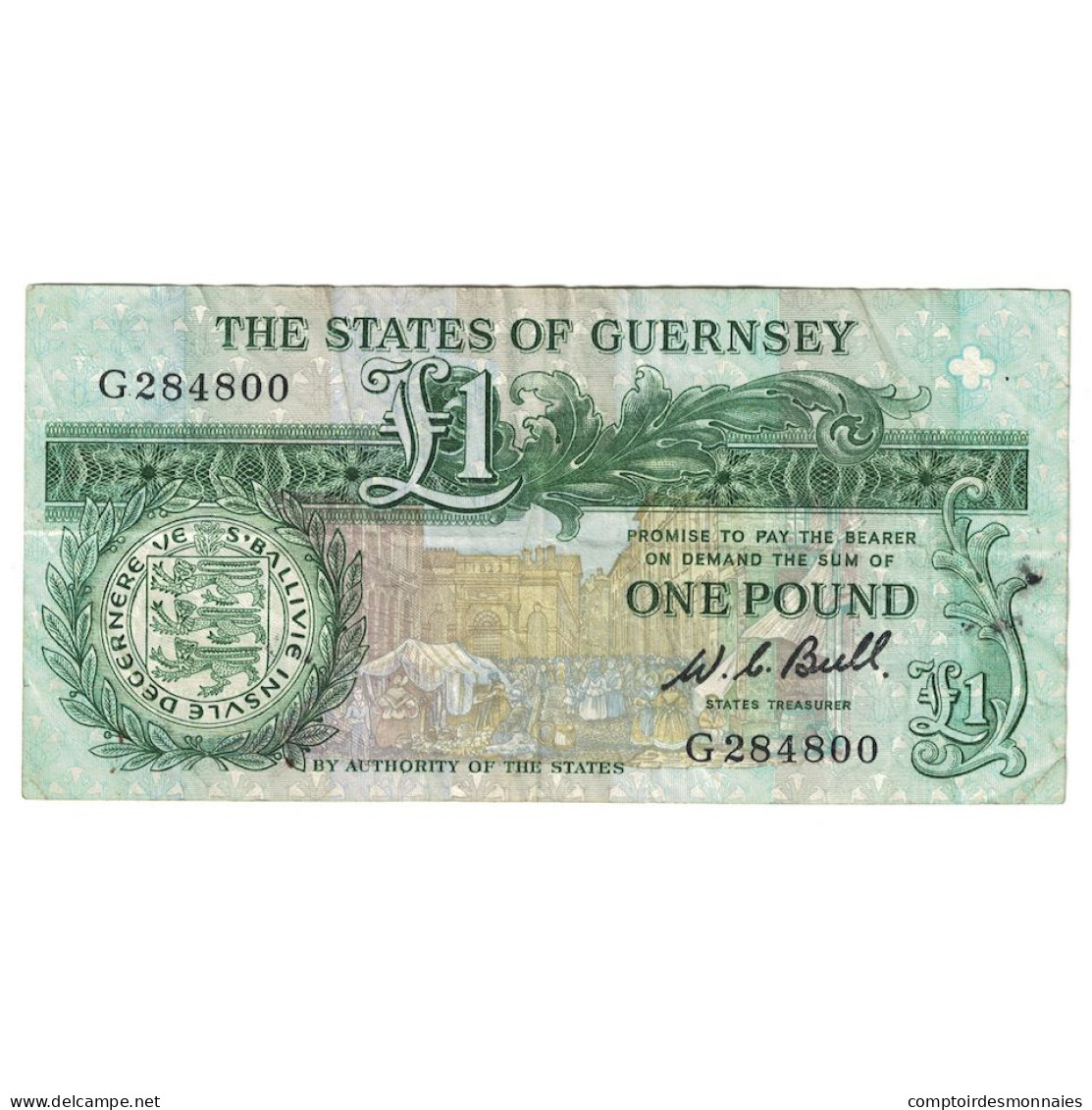 Billet, Guernsey, 1 Pound, 1980-1989, KM:48a, TTB - Guernesey