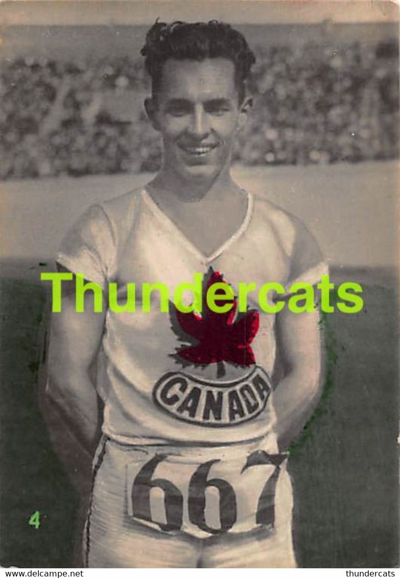 VINTAGE TRADING TOBACCO CARD CHROMO ATHLETICS 1928 TABACALERA LA MORENA No 4 WILLIAMS CANADA - Athlétisme