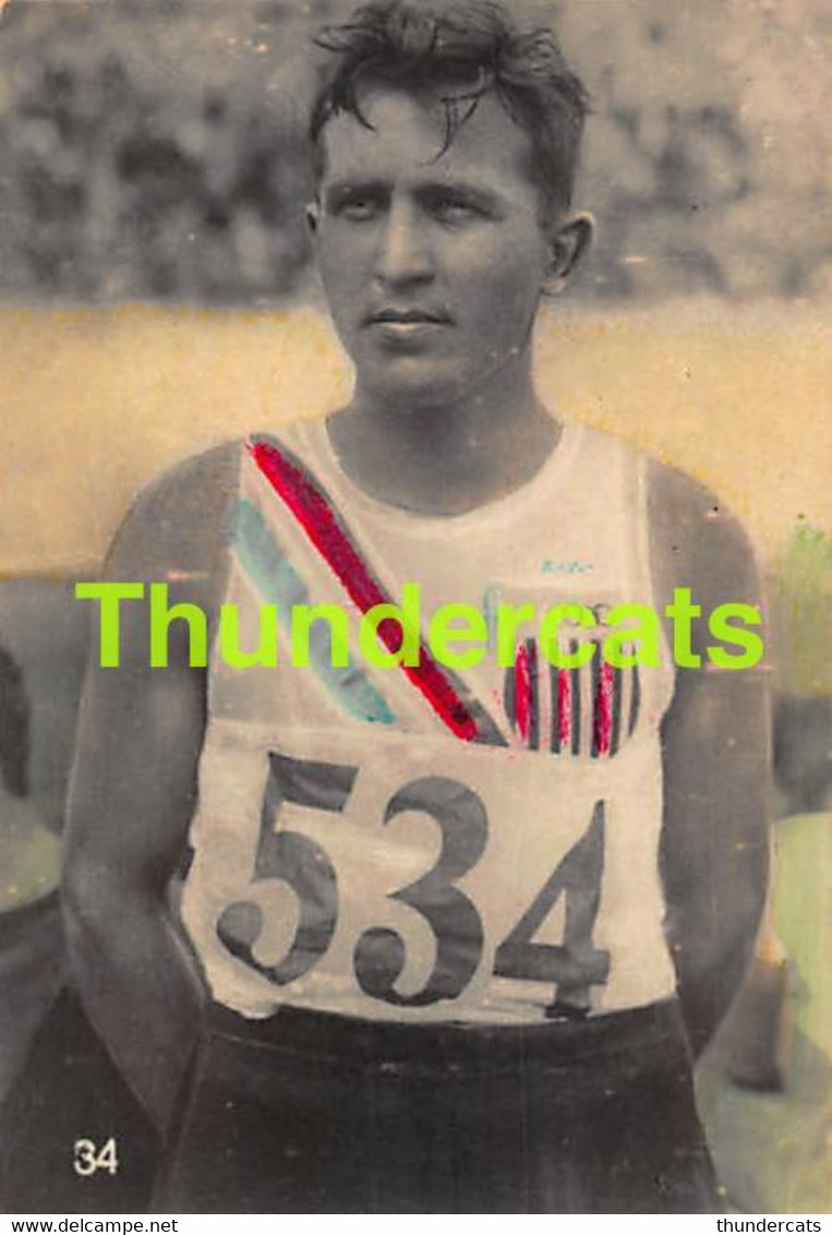 VINTAGE TRADING TOBACCO CARD CHROMO ATHLETICS 1928 TABACALERA LA MORENA No 34 EDDIE HAM USA - Athlétisme