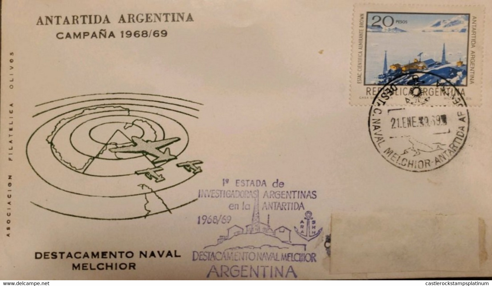 P) 1969 ARGENTINA, COVER, MAP TRANS-ANTARCTIC TRANSPOLAR FLIGHT, ANTARCTICA MELCHIOR DEST C NAVAL, SCIENTIFIC STATION - Altri & Non Classificati