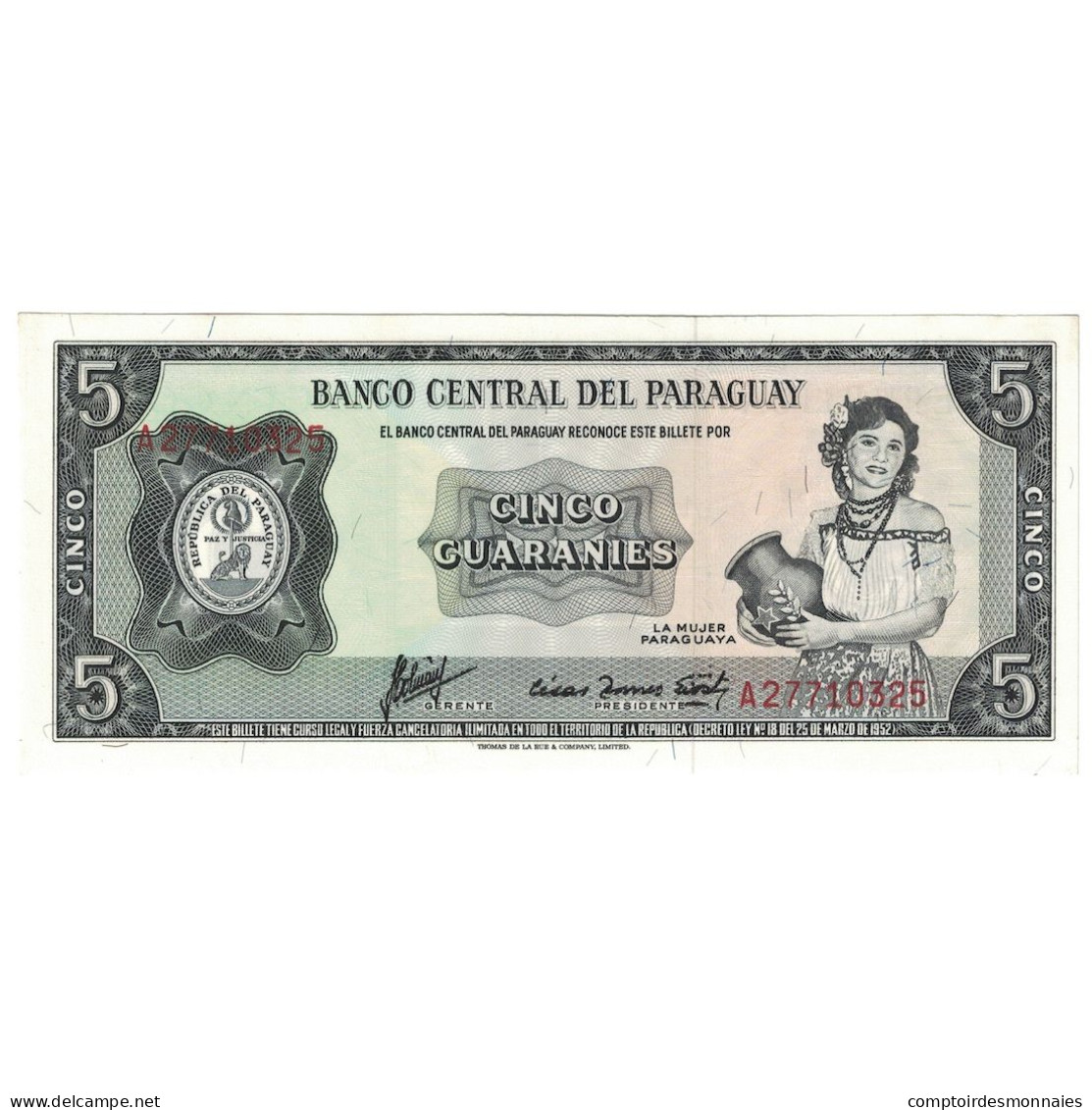 Billet, Paraguay, 5 Guaranies, ND(08/1963- ), KM:195b, NEUF - Paraguay