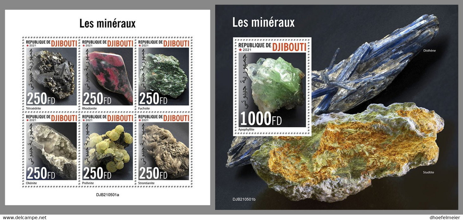 DJIBOUTI 2021 MNH Minerals Mineralien Mineraux M/S+S/S - OFFICIAL ISSUE - DHQ2150 - Minerals