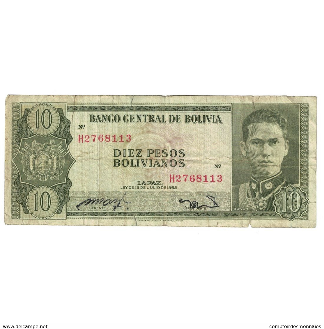 Billet, Bolivie, 10 Pesos Bolivianos, L.1962, KM:154a, B - Bolivie