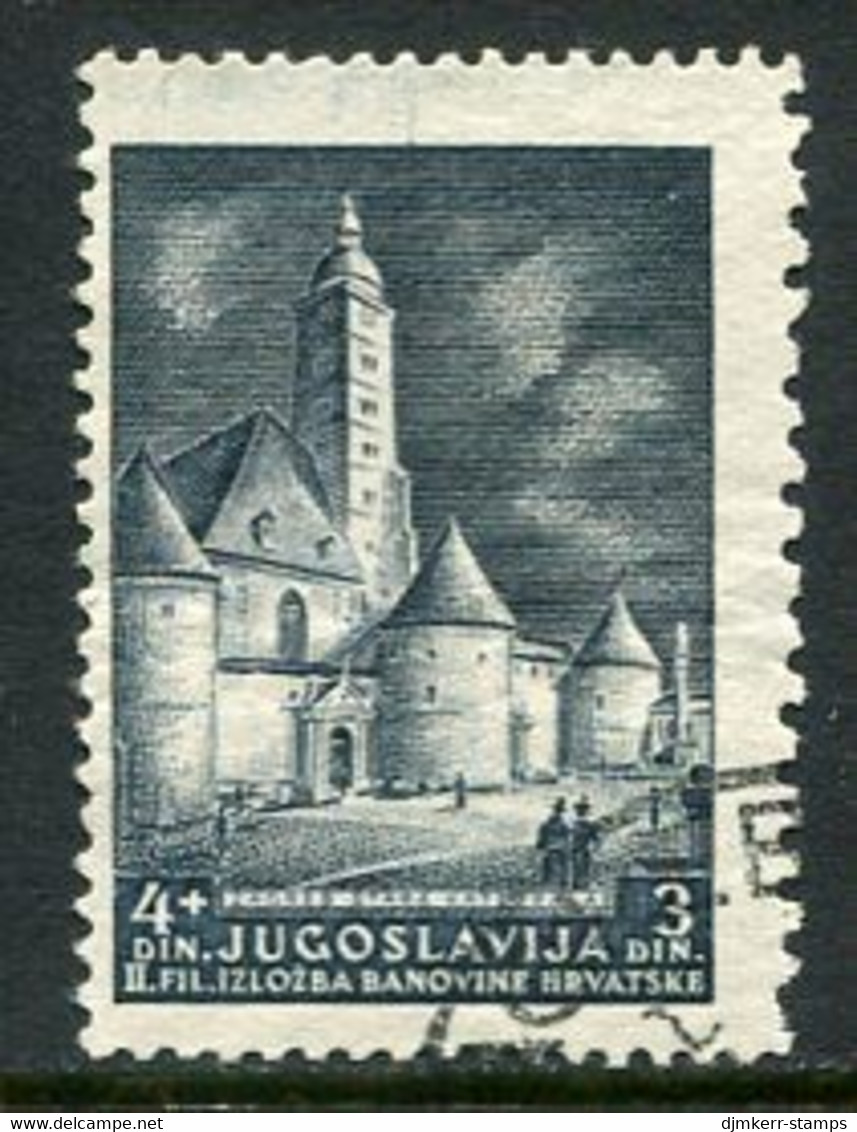 YUGOSLAVIA 1941 Zagreb Philatelic Exhibition 4+3 D. Perforated 9 At Right,  Used.  Michel 438 C - Gebruikt