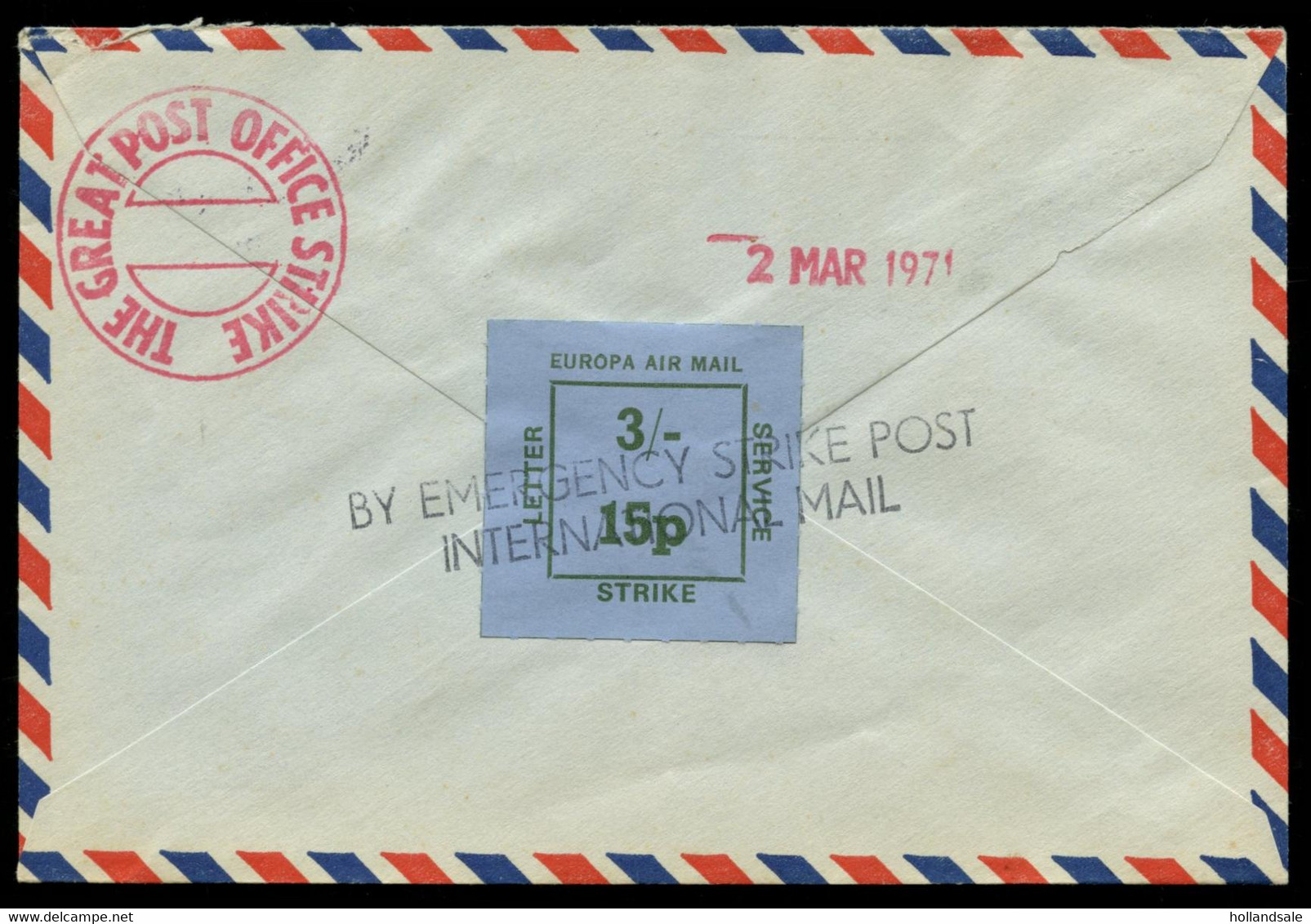 GREAT BRITAIN - 1971 March 2. Unusual Cover Sent From Le Havre, France To Amsterdam, Netherlands. POSTAL STRIKE - Abarten & Kuriositäten