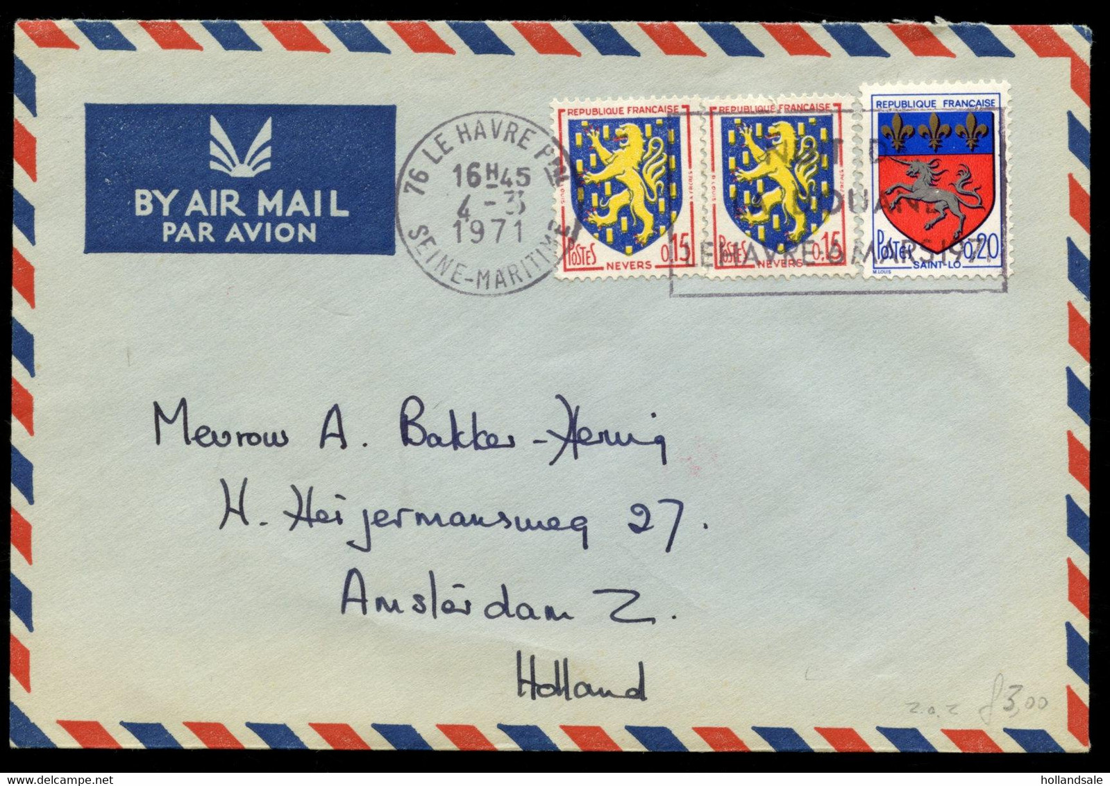 GREAT BRITAIN - 1971 March 2. Unusual Cover Sent From Le Havre, France To Amsterdam, Netherlands. POSTAL STRIKE - Variedades, Errores & Curiosidades