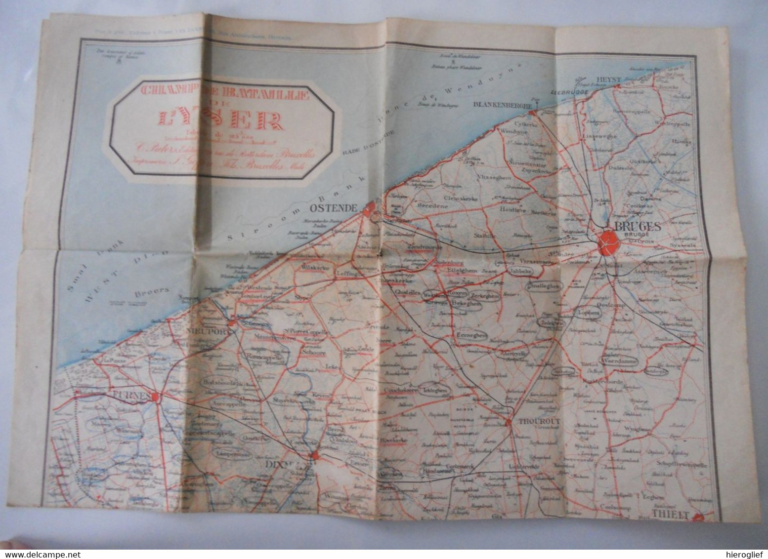 CHAMPS DE BATAILLE De L' YSER Carte Géographique Ijzer Frontstreek Front Oorlog Guerre Krieg 1914 1918 Slagveld IJzer - Oorlog 1914-18