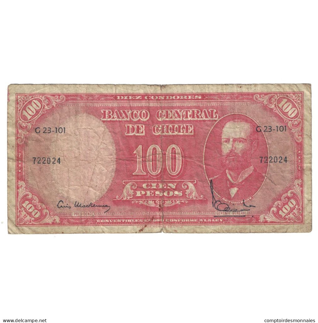 Billet, Chile, 10 Centesimos On 100 Pesos, UNDATED (1960-1961), KM:127a, B - Chili