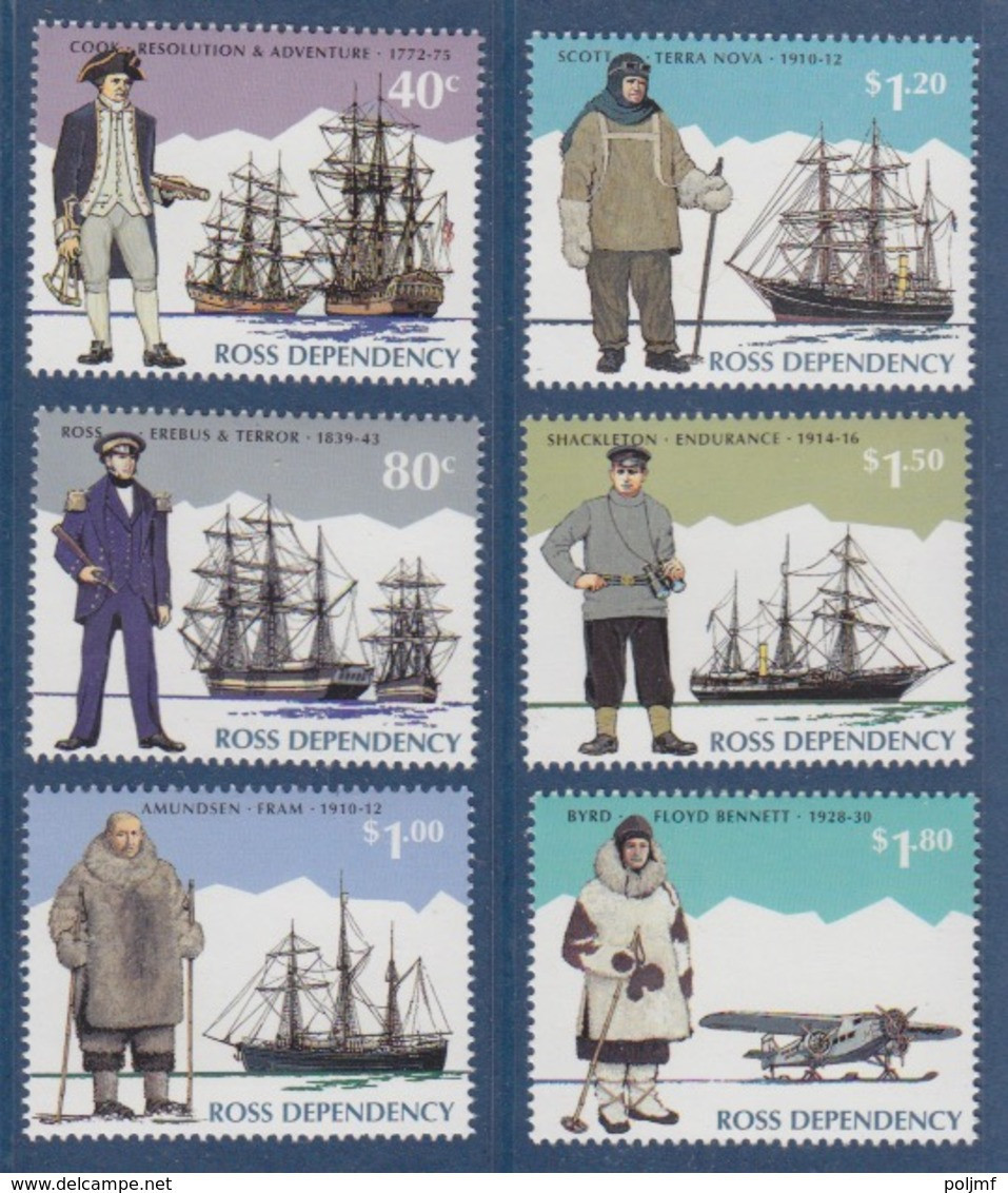 Ross, N° 38 à 43 (Cook, Ross, Amundsen, Scott, Shackleton, Byrd) Neuf ** - Unused Stamps