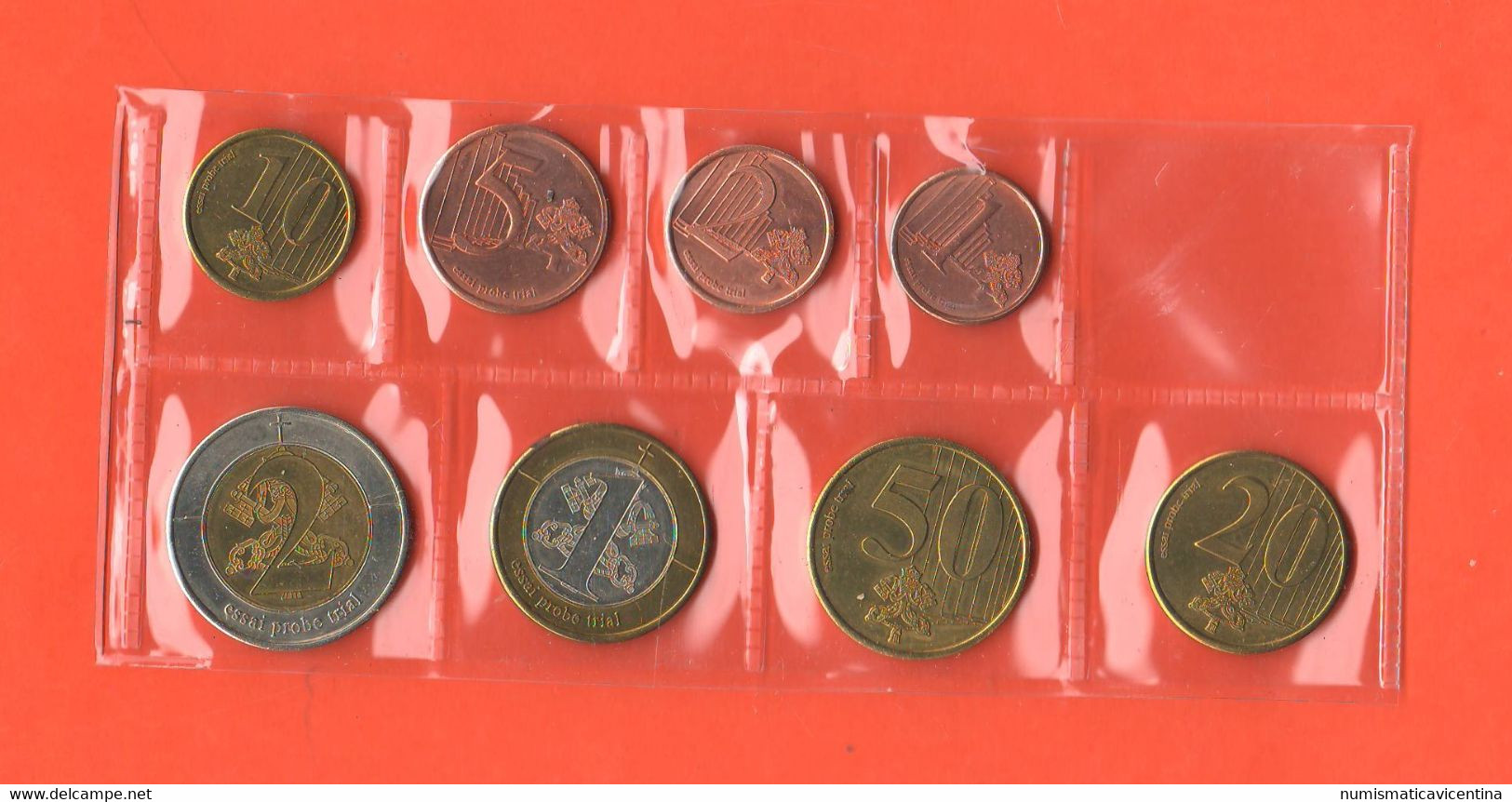 Vaticano 1 2 5 10 20 50 Cents 1 2 € Set Vatikan State 2002 Vojtyla Private Coins Privèe Token Coins Essai Pruebas - Pruebas Privadas