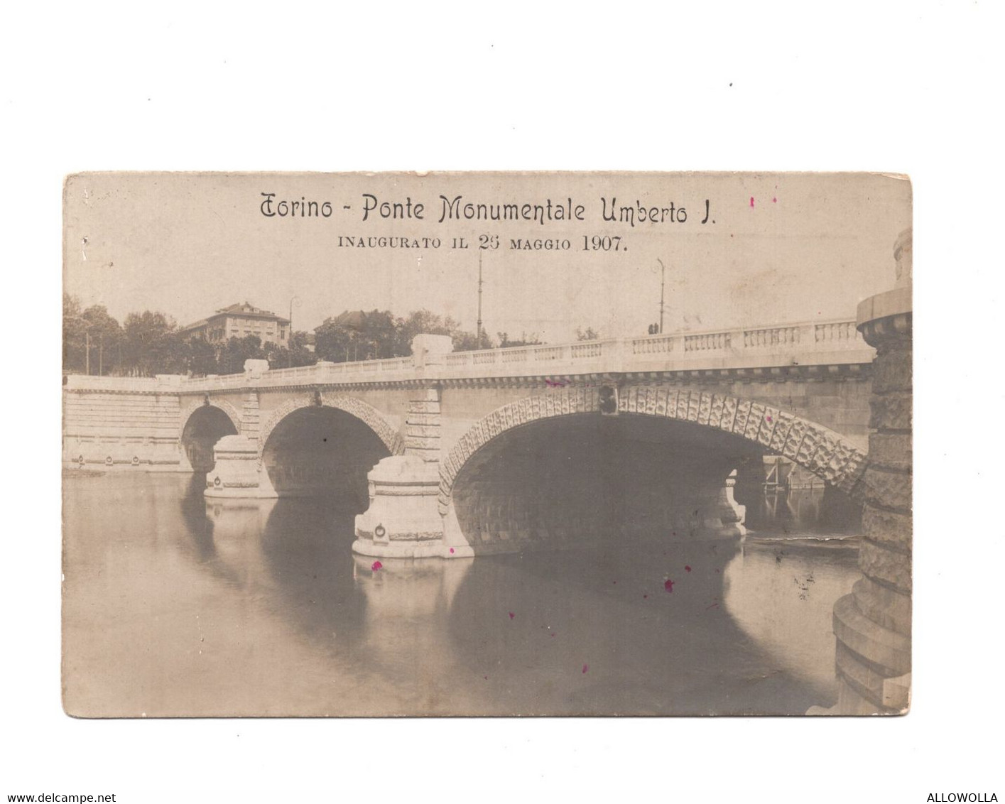 14679 " TORINO-PONTE MONUMENTALE UMBERTO I-INAUGURATO IL 26/5/1907 " -VERA FOTO-CART. POST SPED.1909 - Bruggen