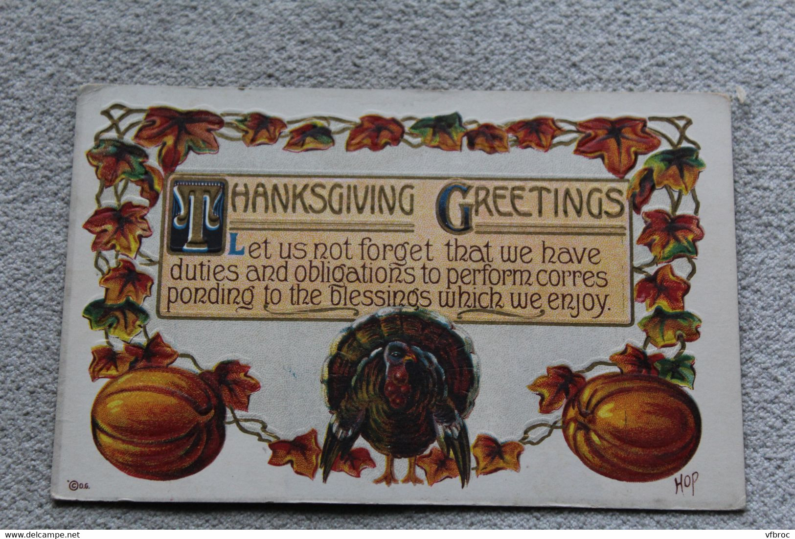 F607, Thanksgiving Greeting, Fantaisie - Thanksgiving