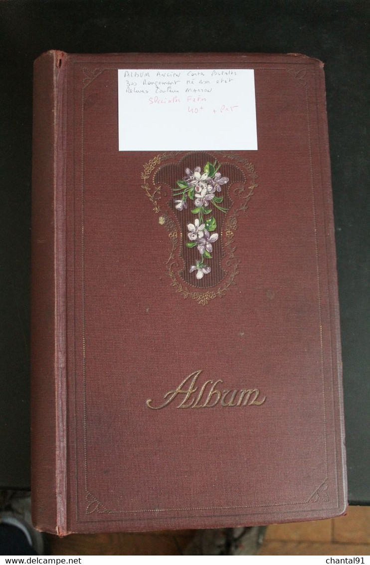 ALBUM ANCIEN CARTES POSTALES 300 RANGEMENT TRES BON ETAT RELIURES COULEURS MARRONS - Albums, Reliures & Feuilles