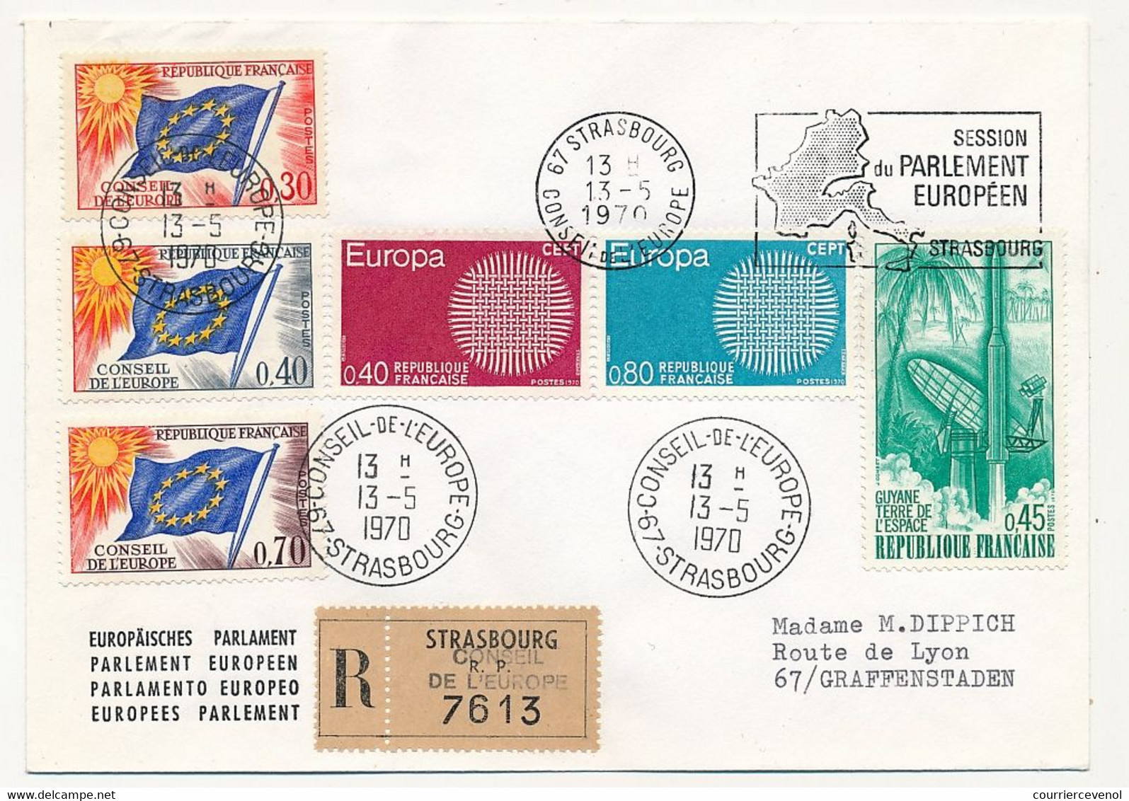 FRANCE => Env Affr Composé, Rec De Strasbourg RP Conseil De L'Europe, "20eme Anniversaire Déclaration Robert Schuman" - Cartas & Documentos