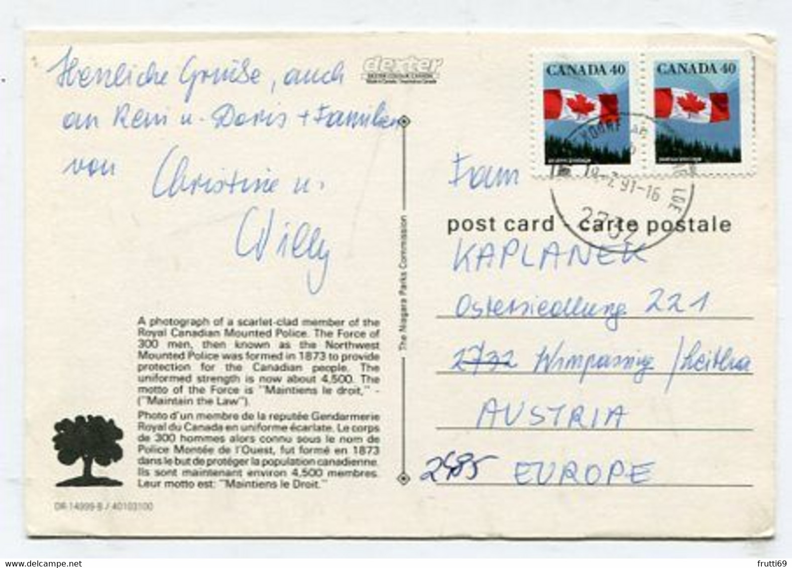 AK 018101 CANADA - Royal Canadian Mounted Police - Moderne Ansichtskarten