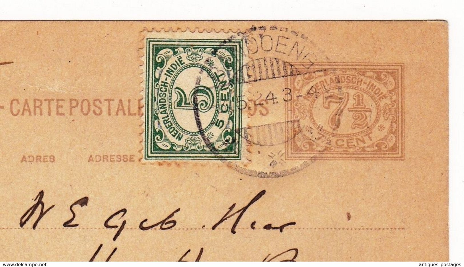 Entier Postal Bandoeng 1924 Bandung Java Indonésie Ned Indie Bruxelles Belgique - Nederlands-Indië