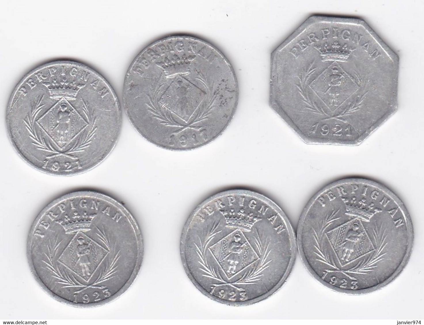 Lot De 6 Pièces 5 Et 10 Centimes En Aluminium . Perpignan. Chambre Syndicale Des Commercants. 66. Pyrénées Orientales - Monetary / Of Necessity