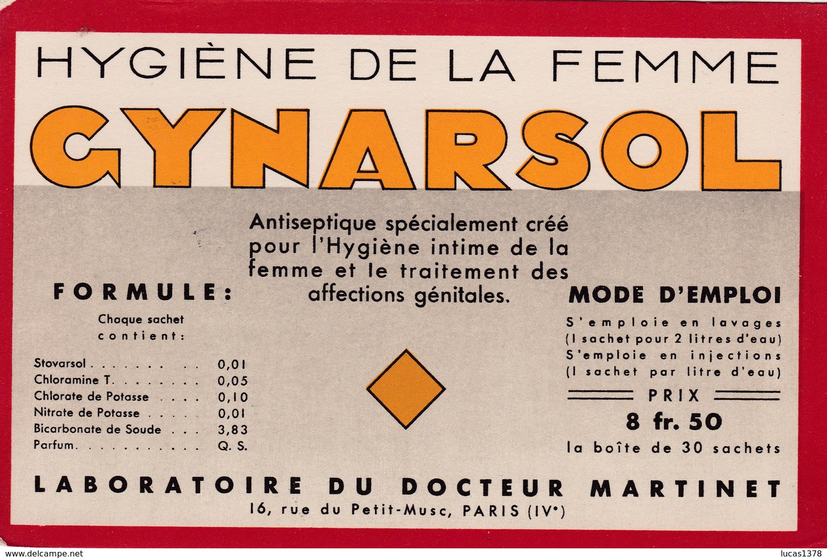 GYNARSOL / HYGIENE DE LA FEMME  / RARE - Produits Pharmaceutiques