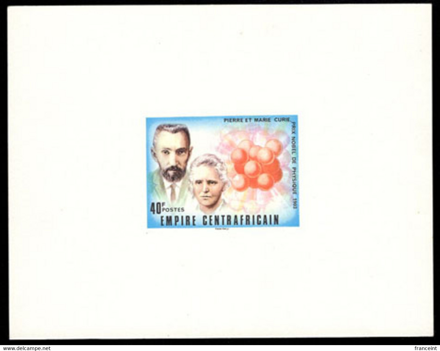 CENTRAL AFRICA(1977) Pierre & Marie Curie. Deluxe Sheet. Nobel Prize Winners. Scott No 293, Yvert No 267. - Repubblica Centroafricana