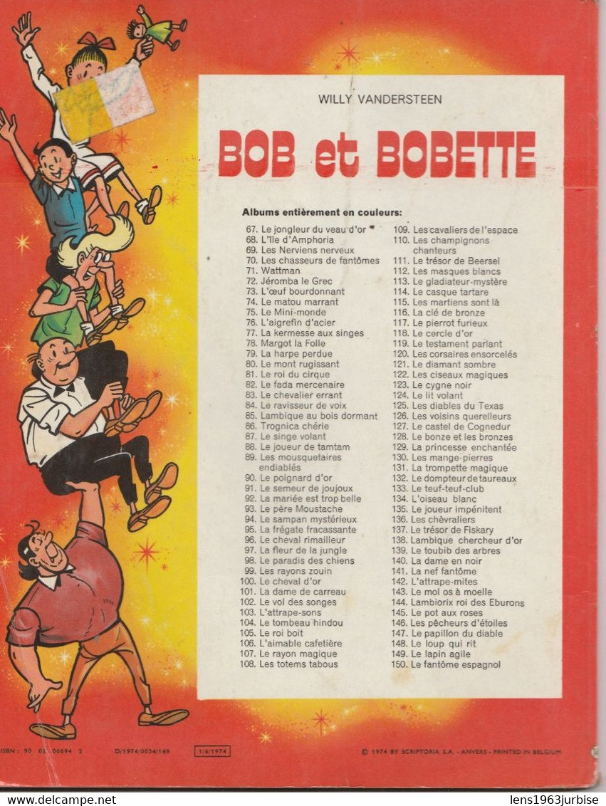 Bob Et Bobette N° 149 , Le Lapin Agile , Willy Vanderstee  ( 1974 ) Trace De Bic Nom - Bob Et Bobette